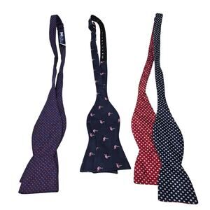 Lot of 3 Beau Ties Tommy Hilfiger Silk Bow Ties Flamingo Patriotic Preppy